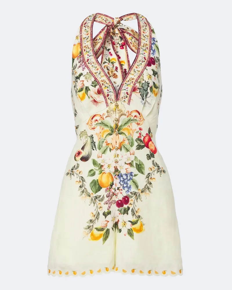 Camilla Jumpsuit corta in lino Multicolore