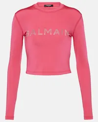 Balmain Costume da bagno anti-UV con cristalli Rosa