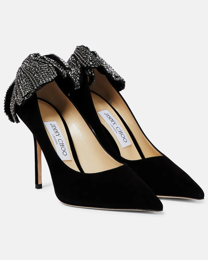 Jimmy Choo Pumps Love 100 in suede con cristalli Nero