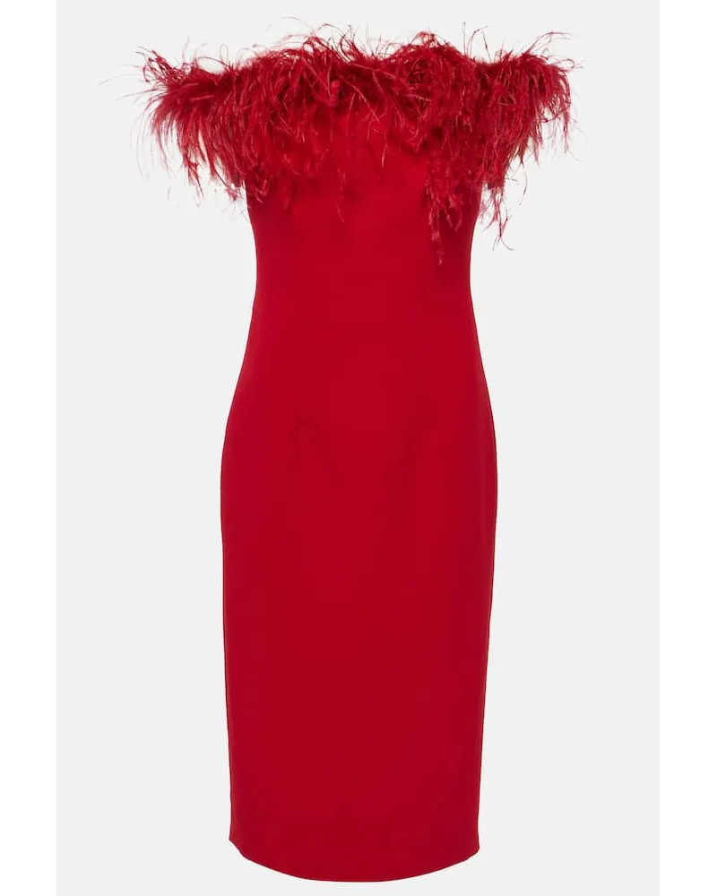 Safiyaa Abito midi Starling con piume Rosso