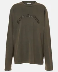 Acne Studios Top in jersey di cotone con logo Nero