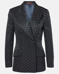 Gucci Blazer in faille di misto cotone GG Blu