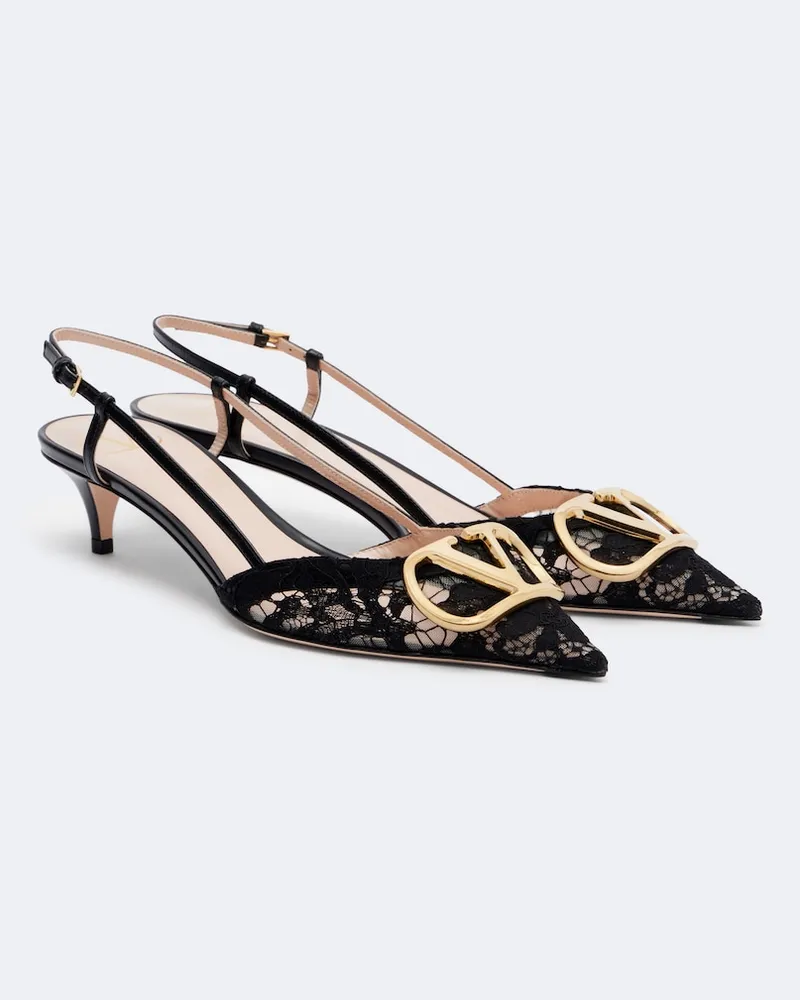 Valentino Garavani Pumps slingback VLogo in pizzo Nero
