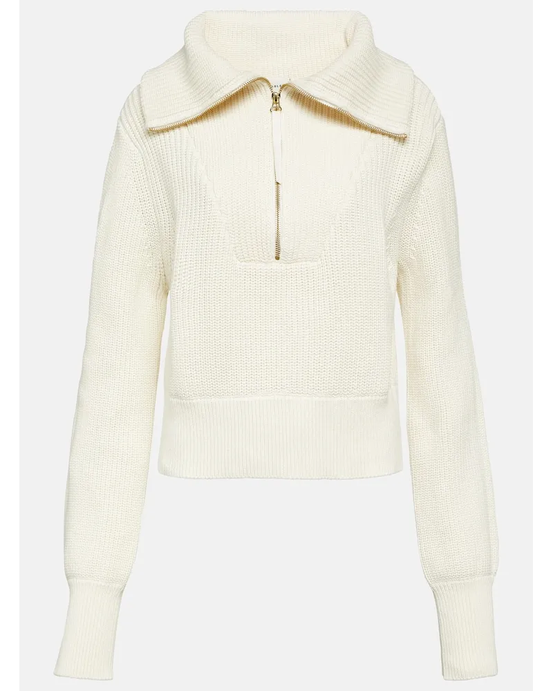 Varley Pullover Mentone in cotone con zip Bianco