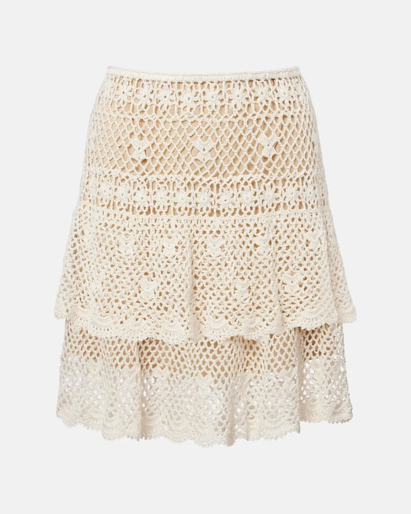 Anna Kosturova Minigonna Florence in crochet Bianco