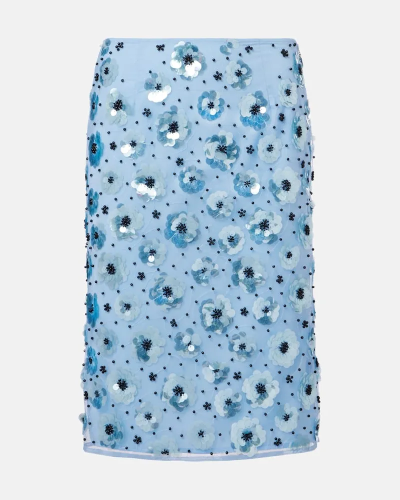 ROTATE Birger Christensen Minigonna a vita alta con perline Blu