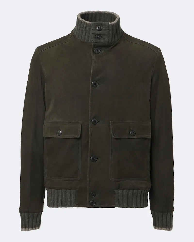 Fedeli Giacca in suede con cashmere Verde