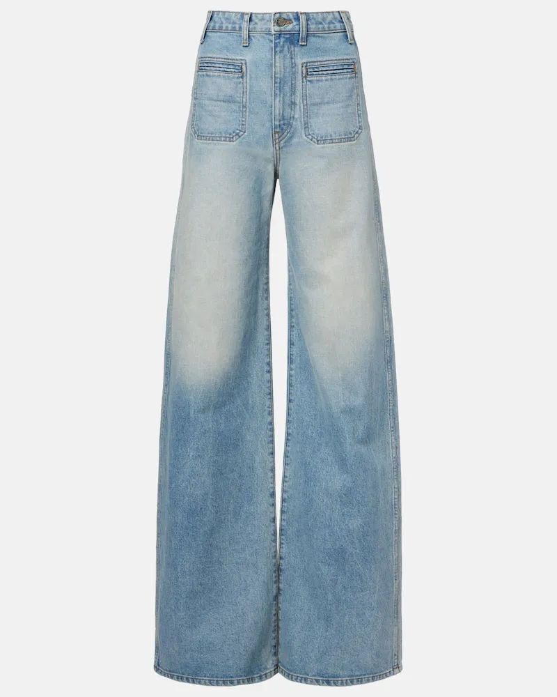 KHAITE Pantaloni regular Delmonico in cotone Blu