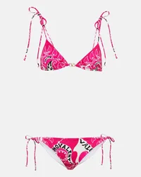 Valentino Garavani Bikini a triangolo con stampa Rosa