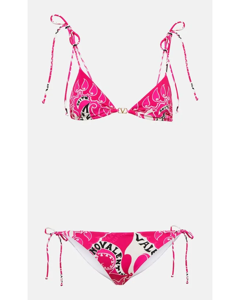 Valentino Garavani Bikini a triangolo con stampa Rosa