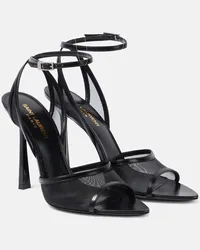 Saint Laurent Sandali Missy 110 in mesh e pelle Nero