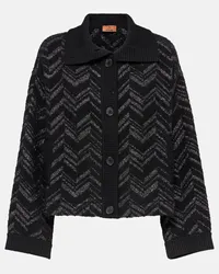 Missoni Cardigan in lamé e bouclé a zig-zag Nero