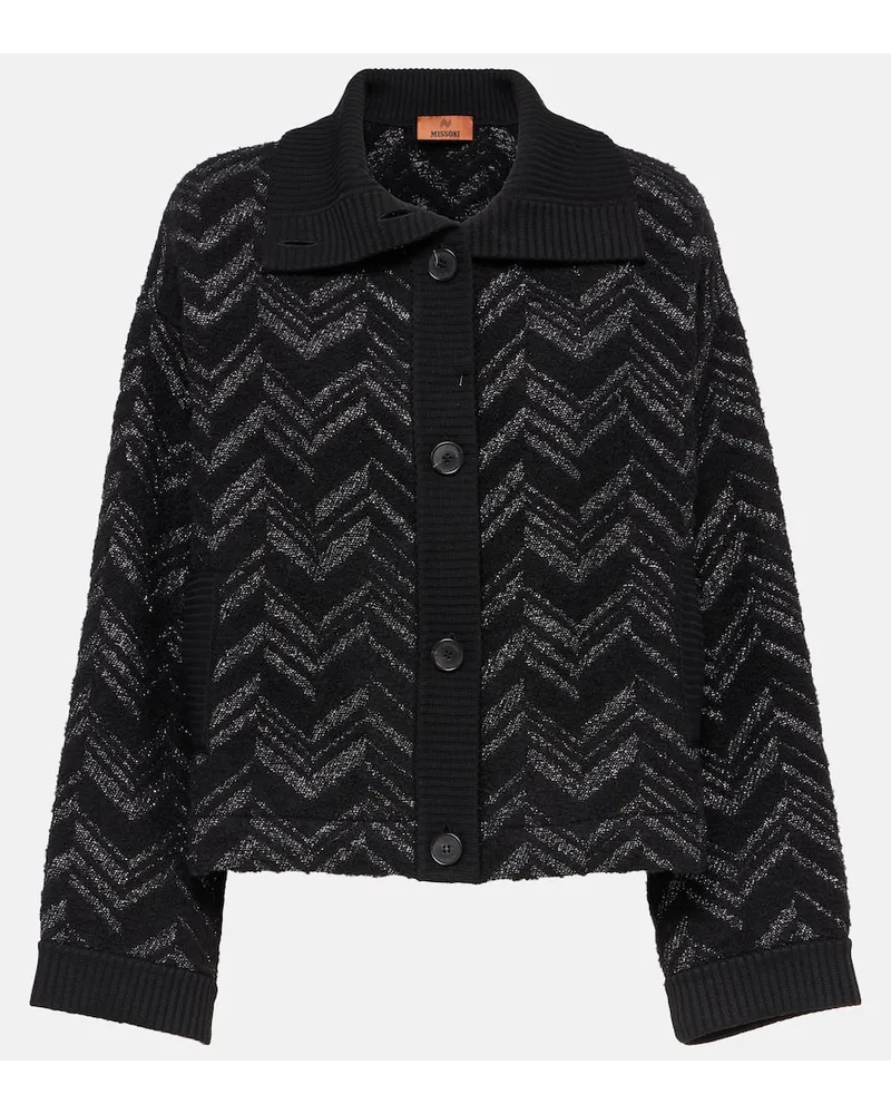 Missoni Cardigan in lamÃ© e bouclÃ© a zig-zag Nero