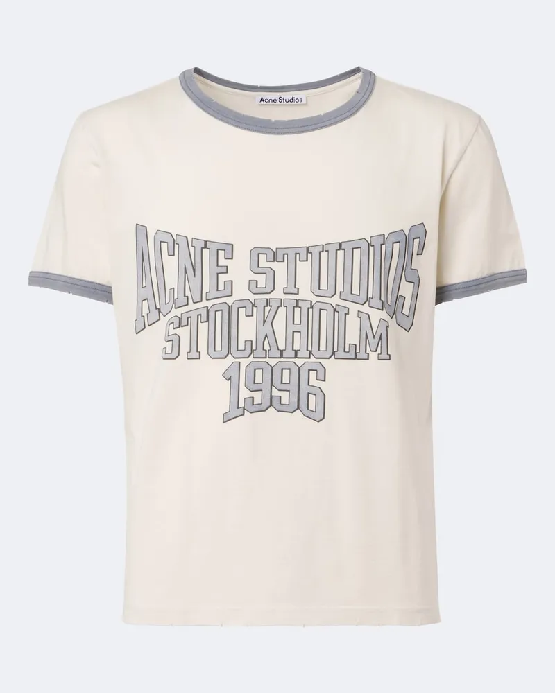 Acne Studios T-shirt in jersey di cotone con stampa Bianco