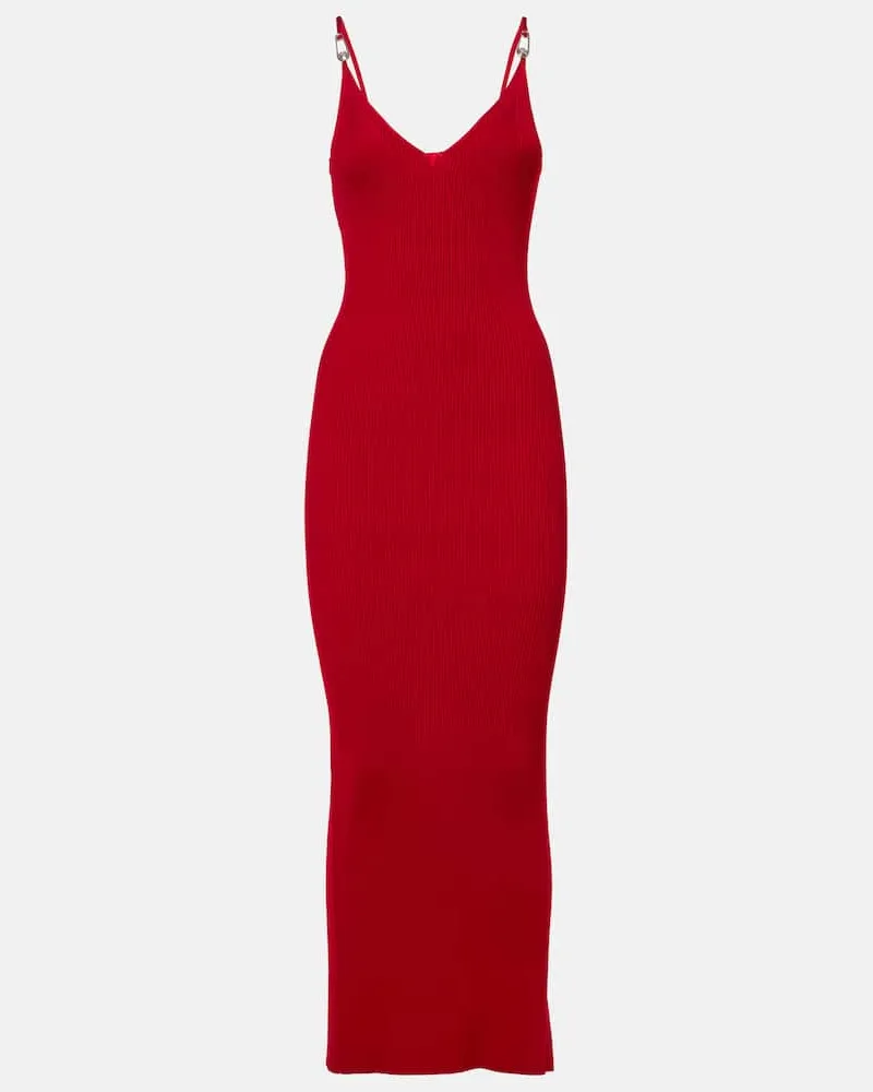 Versace Abito sottoveste in maglia a coste Rosso