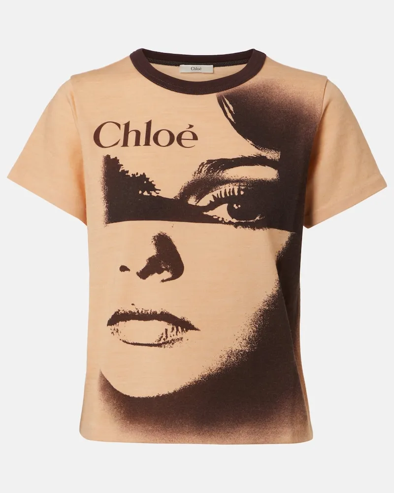 Chloé ChloÃ© T-shirt in jersey con stampa Marrone