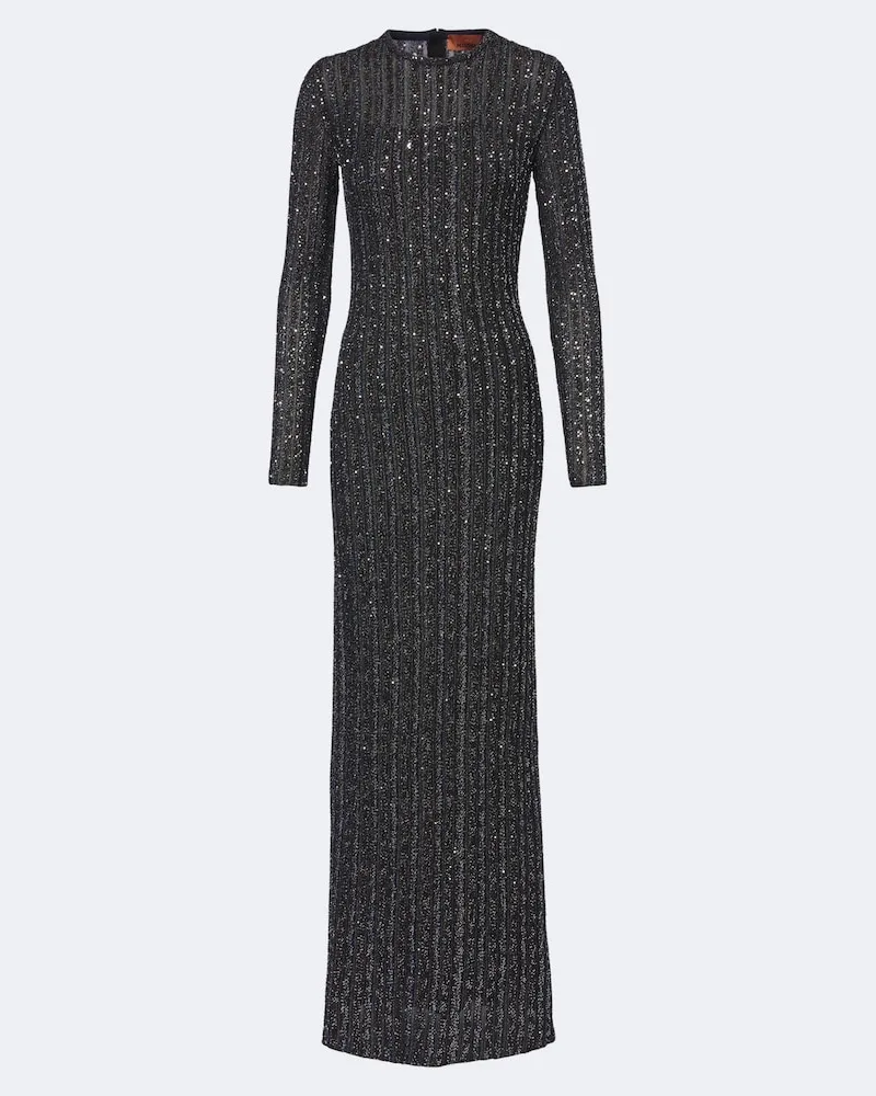 Missoni Abito lungo in maglia con paillettes Multicolore