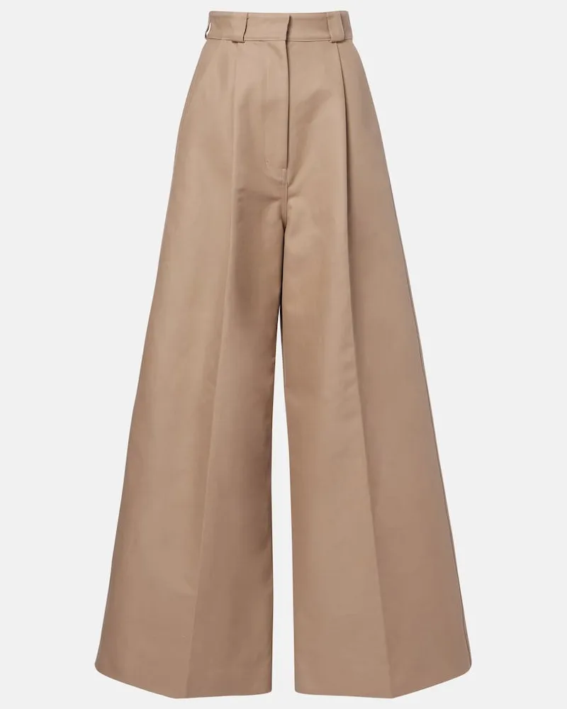 Balenciaga Pantaloni a gamba larga in gabardine di cotone Beige