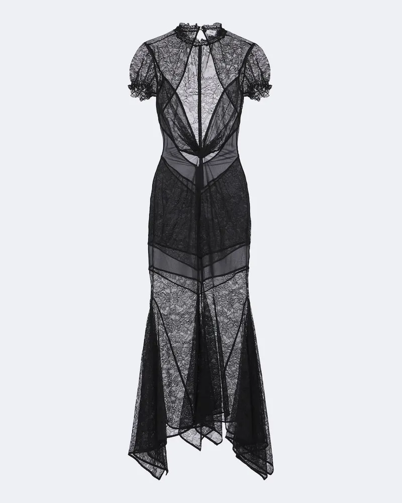 ATTICO Abito midi in pizzo asimmetrico Nero