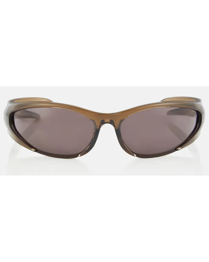 Balenciaga Occhiali da sole ovali Marrone