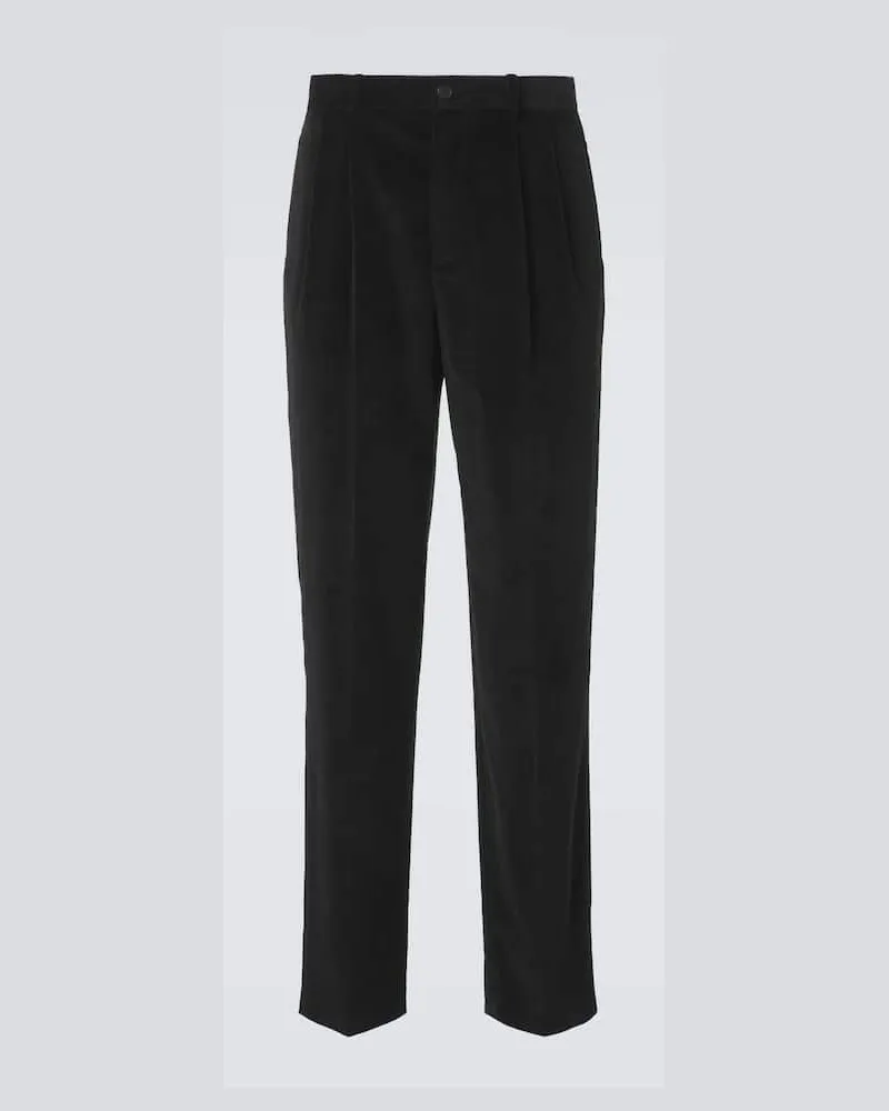 The Row Pantaloni regular Speek in velluto Nero