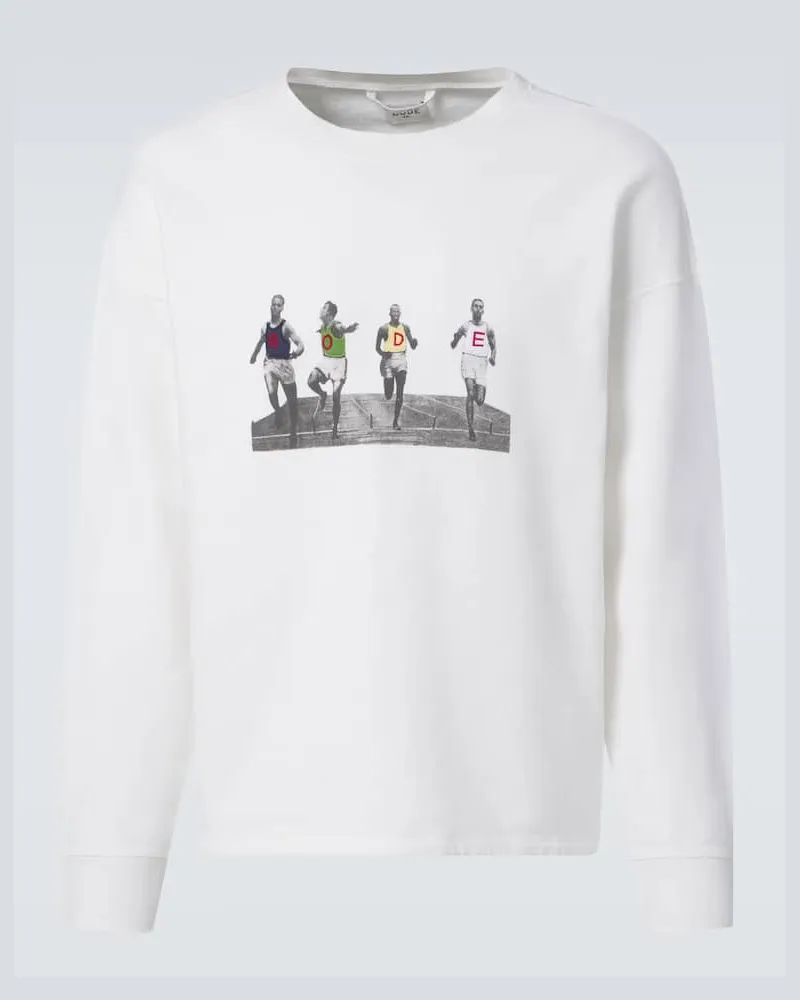 BODE Felpa Finish Line in cotone Bianco