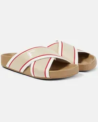 Christian Louboutin Sandali Hot Cross Bizz in canvas con pelle Beige