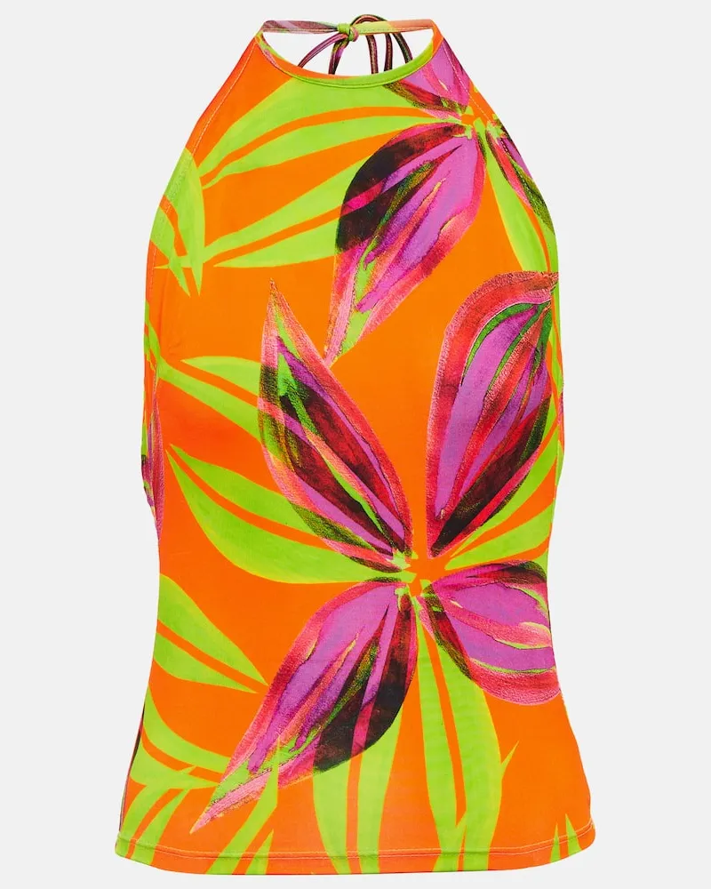 Louisa Ballou Top con scollo allâamericana e stampa Multicolore