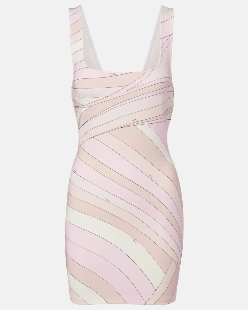 Emilio Pucci Abito corto in jersey con stampa Rosa
