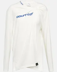 Courrèges Courrèges Top raccolto in cotone con logo Bianco