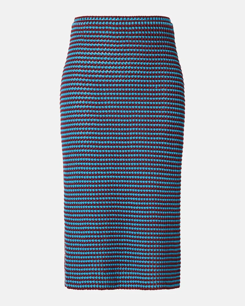 Alaïa Alaïa Gonna a tubino in cotone crochet Blu