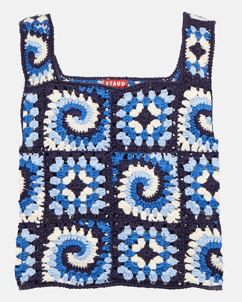 STAUD Top Psychedelic in crochet di cotone Multicolore