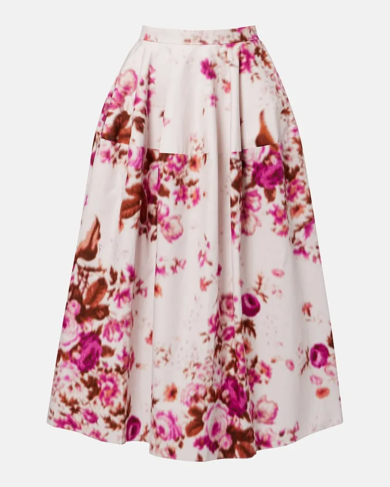 Erdem Gonna midi in popeline di cotone Multicolore