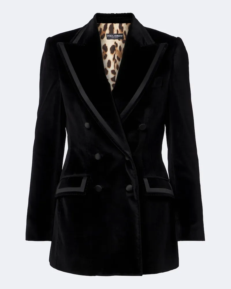 Dolce & Gabbana Blazer in velluto di cotone e seta Nero