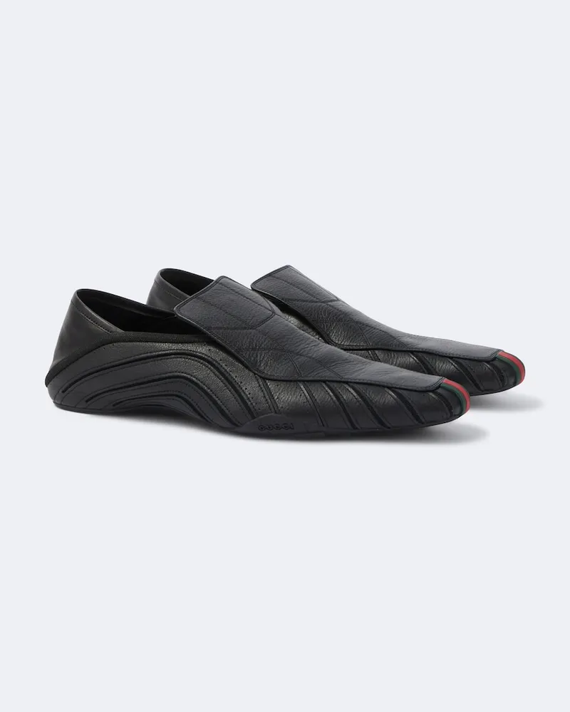 Gucci Mocassini in pelle e rete Nero