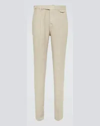 Brunello Cucinelli Pantaloni slim in lino Beige