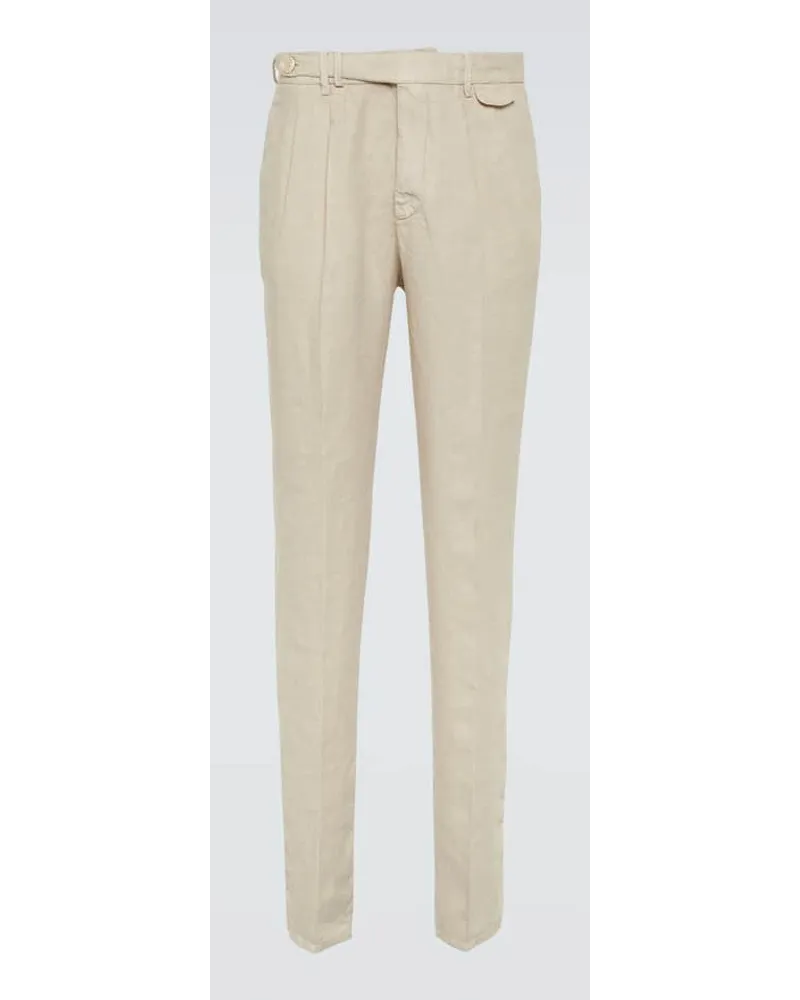 Brunello Cucinelli Pantaloni slim in lino Beige