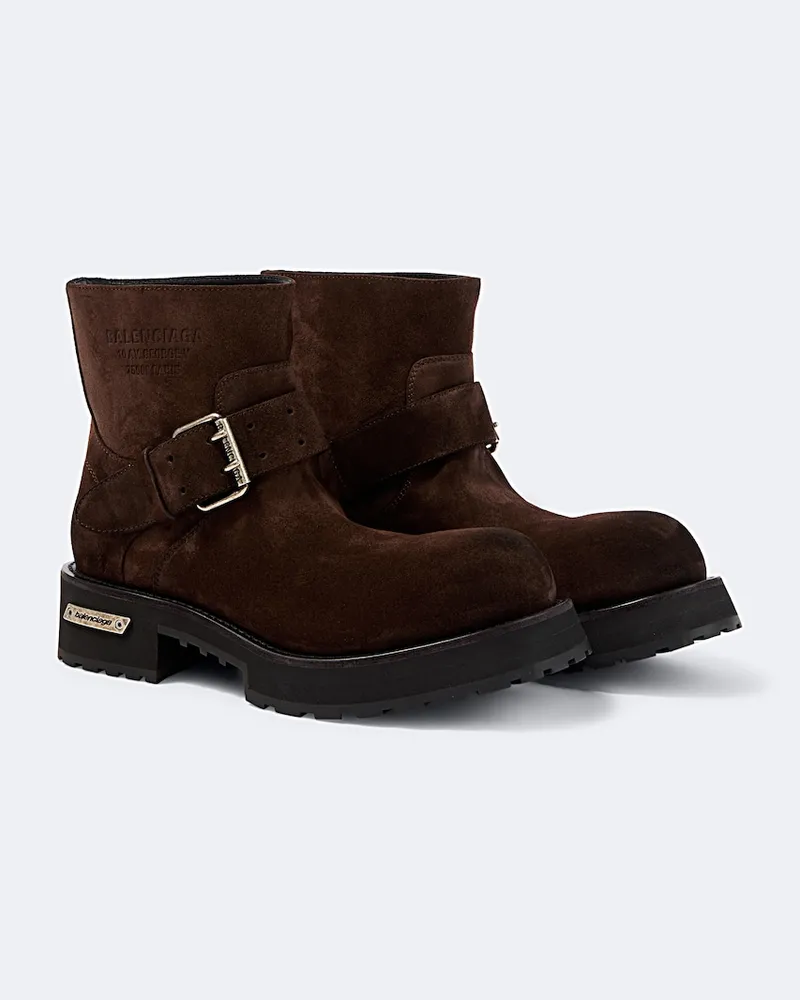 Balenciaga Stivali biker Venom in suede Marrone