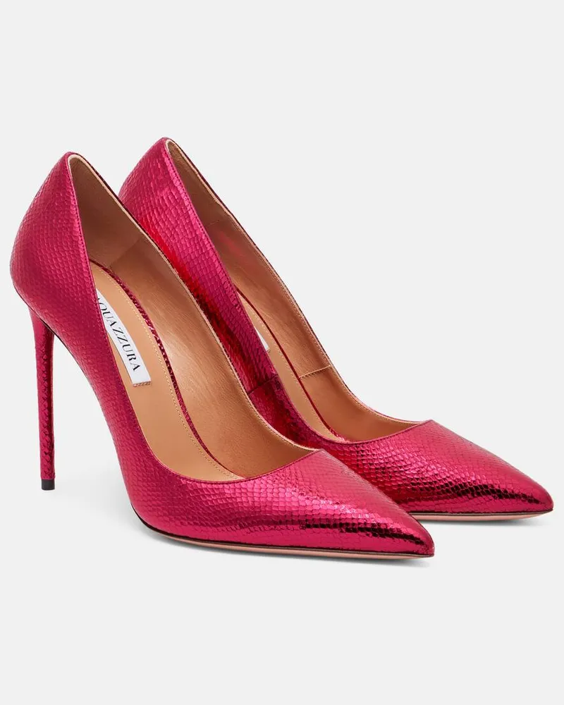 Aquazzura Pumps Purist 105 in pelle con stampa serpente Rosa