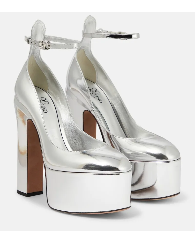 Valentino Garavani Pumps con plateau Tan-Go 155 in pelle Argento