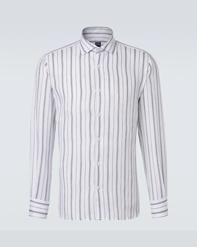 Fedeli Camicia in lino a righe Bianco