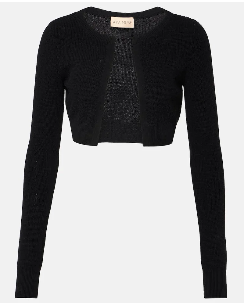 Aya Muse Cardigan cropped in misto cotone Nero