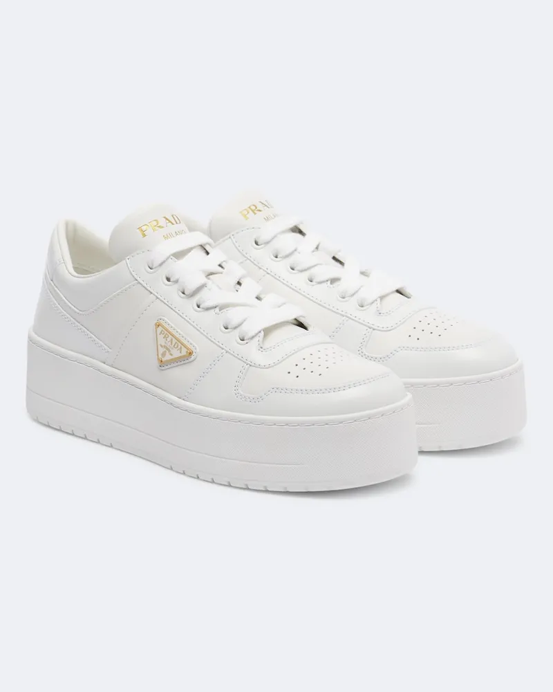 Prada Sneakers Downtown Bold in pelle con plateau Bianco