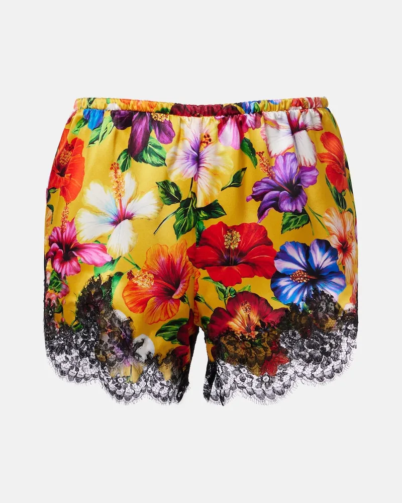Dolce & Gabbana Shorts in misto seta con stampa Multicolore