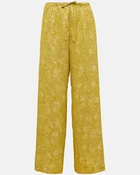 Dries van Noten Pantaloni Puvis a gamba larga con stampa Oro