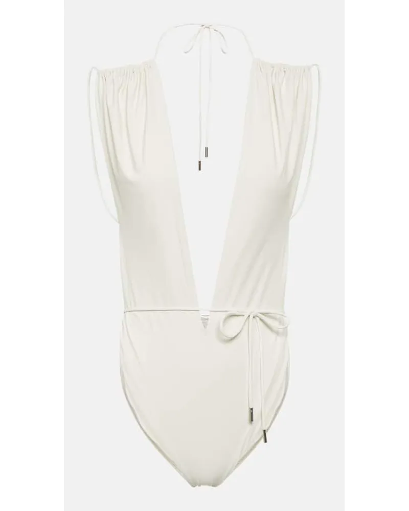 Saint Laurent Costume intero con scollo allâamericana Bianco