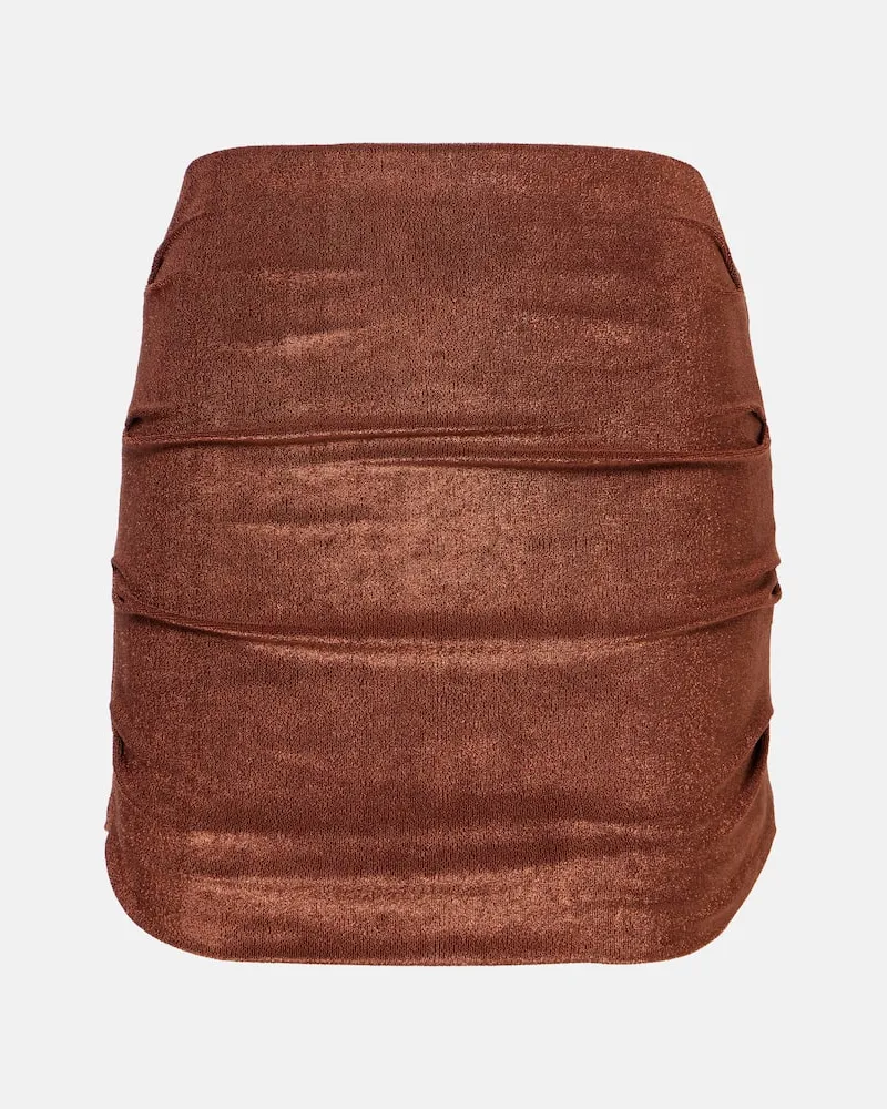JADE SWIM Minigonna Thea in spugna con ruches Marrone