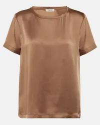 Max Mara T-shirt Rebecca in raso Marrone