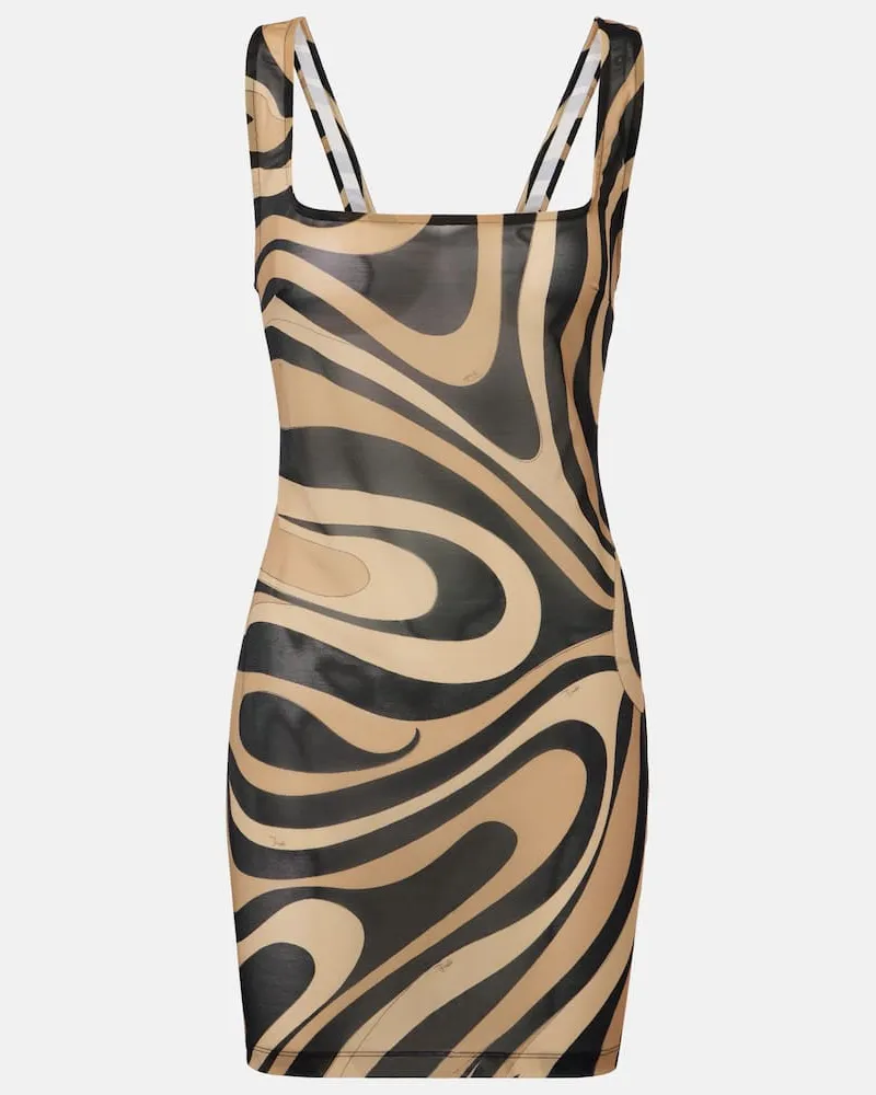 Emilio Pucci Abito corto Marmo in mesh Beige