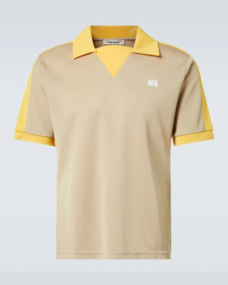 Wales Bonner Polo a blocchi di colore con logo Beige